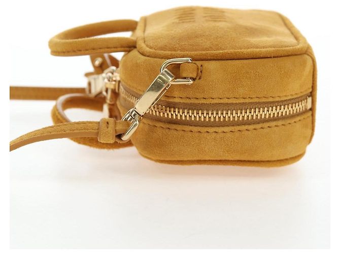 Borsa Micro Miu Miu in camoscio 2way Yellow Gold Auth 203262M D'oro Giallo - vista 3