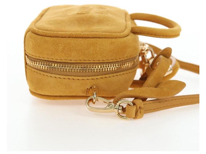 Borsa Micro Miu Miu in camoscio 2way Yellow Gold Auth 203262M D'oro Giallo - vista 4