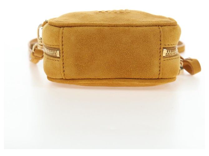 Borsa Micro Miu Miu in camoscio 2way Yellow Gold Auth 203262M D'oro Giallo - vista 5