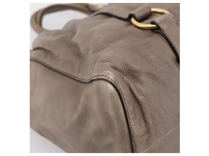 Borsa Tote Miu Miu Vitter Lux 2way Beige Gold Auth 204047A D'oro - vista 19