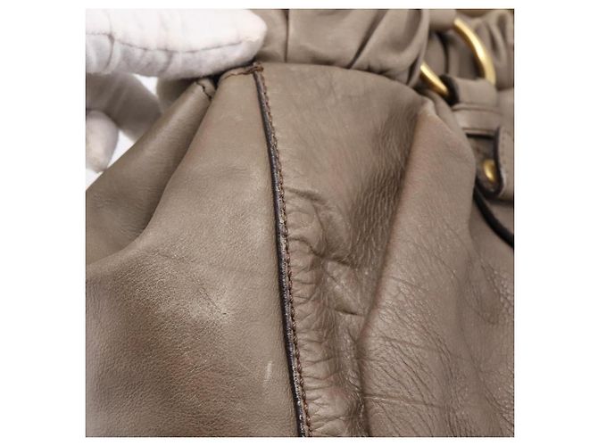 Borsa Tote Miu Miu Vitter Lux 2way Beige Gold Auth 204047A D'oro - vista 20