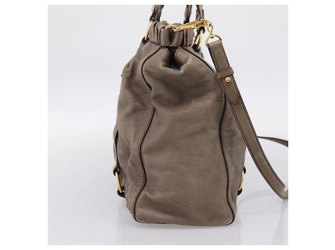 Borsa Tote Miu Miu Vitter Lux 2way Beige Gold Auth 204047A D'oro - vista 3