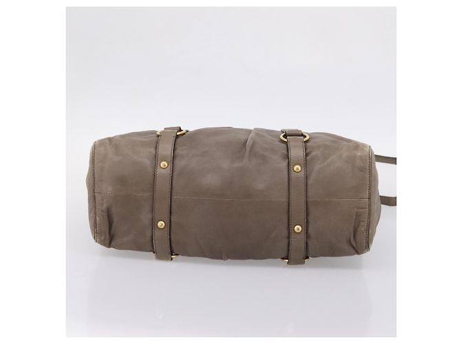 Borsa Tote Miu Miu Vitter Lux 2way Beige Gold Auth 204047A D'oro - vista 5