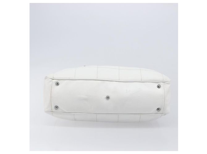 Borsa Boston CHANEL Choco Bar in pelle bianca e argento CC Auth 203440V Bianco - vista 5