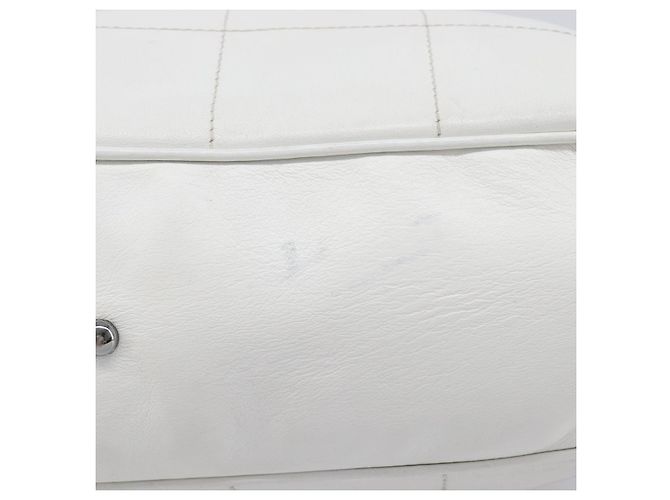 Borsa Boston CHANEL Choco Bar in pelle bianca e argento CC Auth 203440V Bianco - vista 6