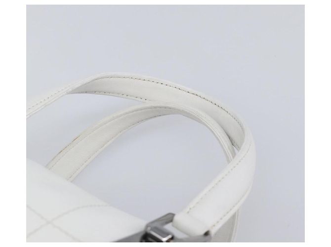 Borsa Boston CHANEL Choco Bar in pelle bianca e argento CC Auth 203440V Bianco - vista 9