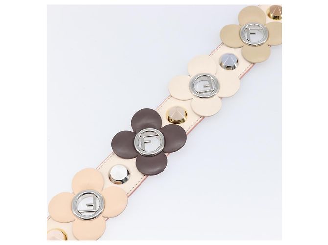 FENDI Strap Leather Beige Silver gold Auth 203680M Argenté Doré - vue 10