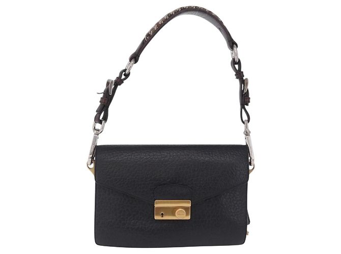 Borsa a spalla PRADA Ready Lock in pelle nera e oro autentica am12604V Nero D'oro - vista 13