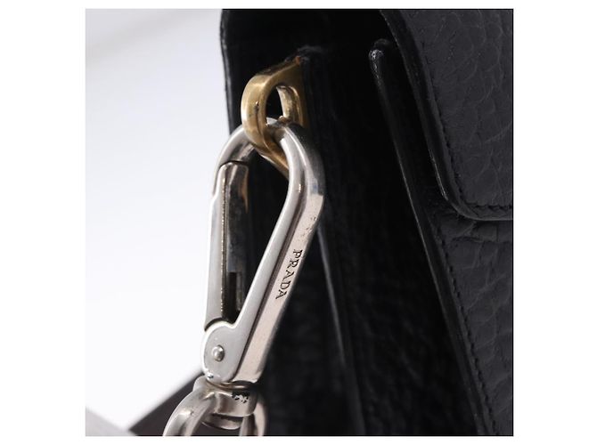Borsa a spalla PRADA Ready Lock in pelle nera e oro autentica am12604V Nero D'oro - vista 20