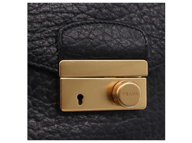 Borsa a spalla PRADA Ready Lock in pelle nera e oro autentica am12604V Nero D'oro - vista 22