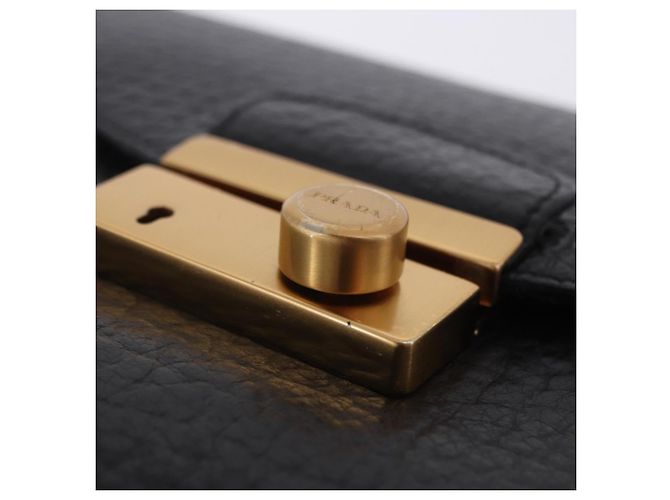 Borsa a spalla PRADA Ready Lock in pelle nera e oro autentica am12604V Nero D'oro - vista 24