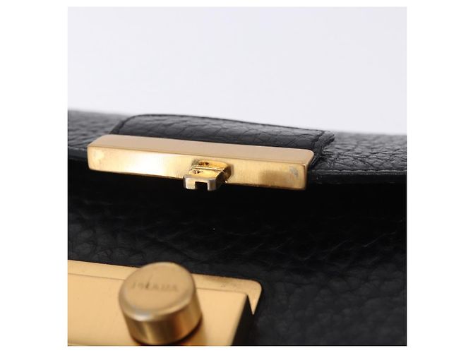 Borsa a spalla PRADA Ready Lock in pelle nera e oro autentica am12604V Nero D'oro - vista 25