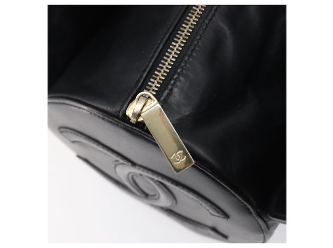 Borsa a mano CHANEL Choco Bar in pelle d'agnello nera e oro CC Auth 204075V Nero D'oro - vista 10