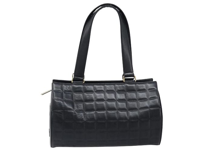 Borsa a mano CHANEL Choco Bar in pelle d'agnello nera e oro CC Auth 204075V Nero D'oro - vista 13