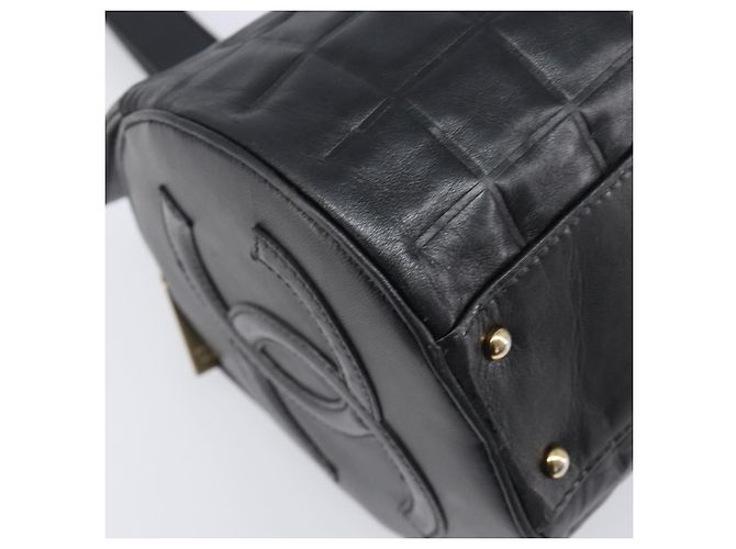 Borsa a mano CHANEL Choco Bar in pelle d'agnello nera e oro CC Auth 204075V Nero D'oro - vista 15