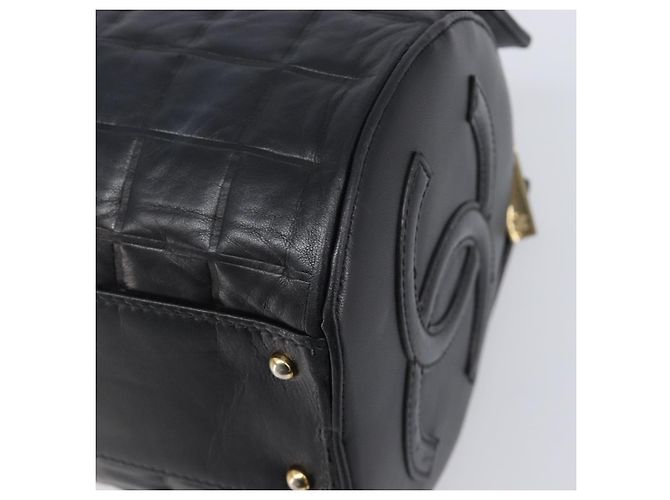 Borsa a mano CHANEL Choco Bar in pelle d'agnello nera e oro CC Auth 204075V Nero D'oro - vista 16