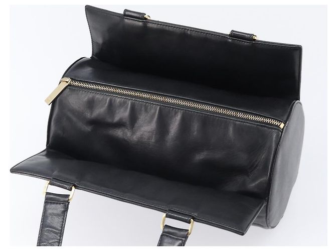 Borsa a mano CHANEL Choco Bar in pelle d'agnello nera e oro CC Auth 204075V Nero D'oro - vista 17