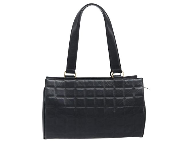 Borsa a mano CHANEL Choco Bar in pelle d'agnello nera e oro CC Auth 204075V Nero D'oro - vista 2