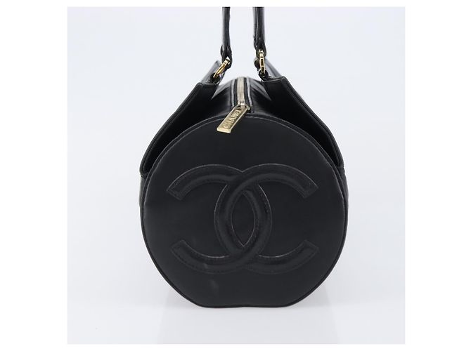 Borsa a mano CHANEL Choco Bar in pelle d'agnello nera e oro CC Auth 204075V Nero D'oro - vista 4