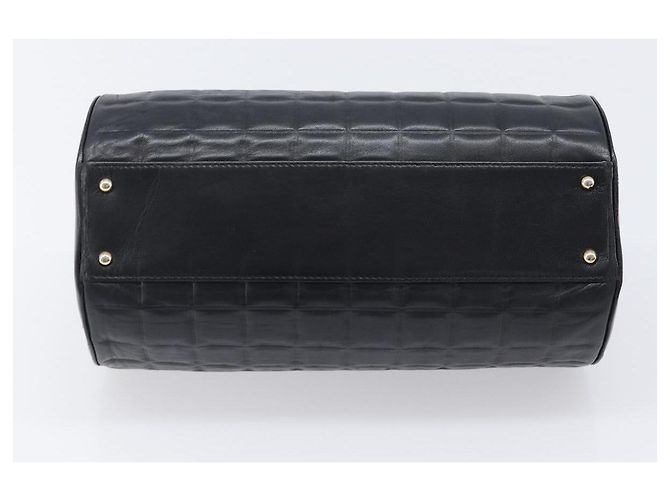 Borsa a mano CHANEL Choco Bar in pelle d'agnello nera e oro CC Auth 204075V Nero D'oro - vista 5
