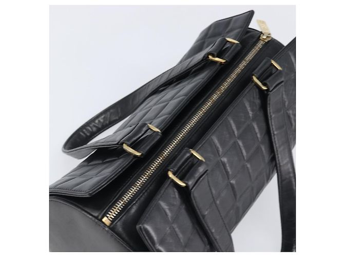 Borsa a mano CHANEL Choco Bar in pelle d'agnello nera e oro CC Auth 204075V Nero D'oro - vista 6