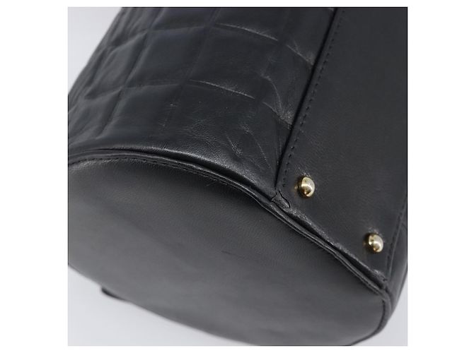 Borsa a mano CHANEL Choco Bar in pelle d'agnello nera e oro CC Auth 204075V Nero D'oro - vista 9