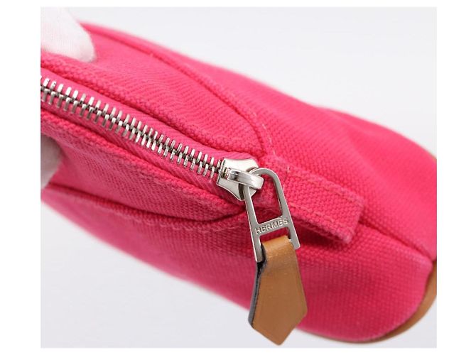 Hermès HERMES Bolide Pouch Canvas Pink Silver Auth 203321V Silber - Ansicht 8