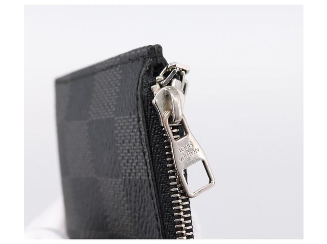LOUIS VUITTON Damier Graphite Pochette Cles Coin Purse N60155 LV Auth 204807A Damier ebene - vista 9
