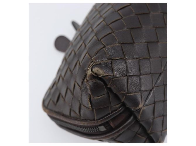 BOTTEGA VENETA INTRECCIATO Pouch Leather Brown 132534 Auth 204355 Marrone - vista 16