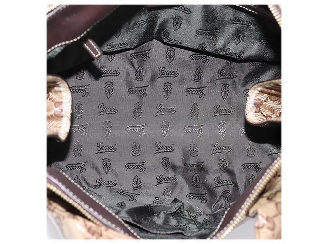 Borsa GUCCI GG Crystal Coated Canvas Beige Gold 197020 Auth 201445 D'oro - vista 11