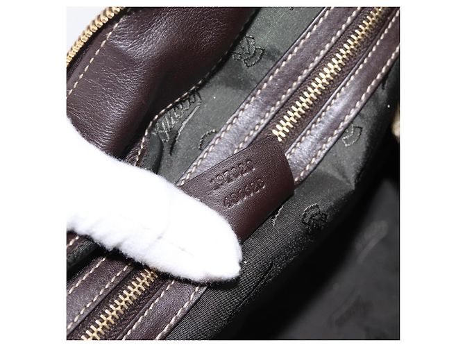 Borsa GUCCI GG Crystal Coated Canvas Beige Gold 197020 Auth 201445 D'oro - vista 12