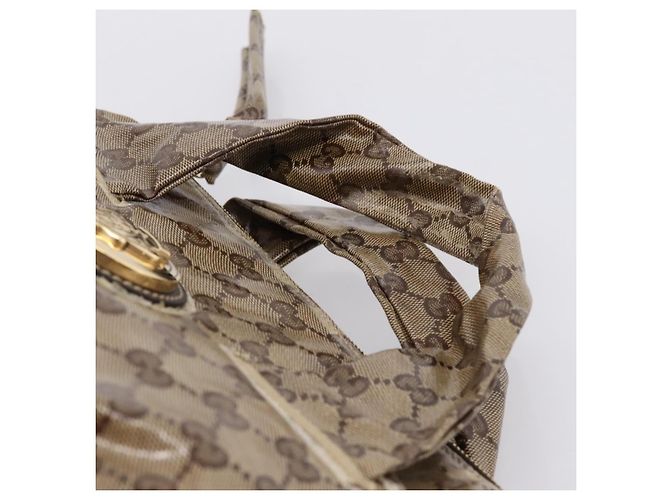 Borsa GUCCI GG Crystal Coated Canvas Beige Gold 197020 Auth 201445 D'oro - vista 14