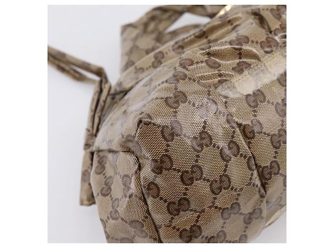 Borsa GUCCI GG Crystal Coated Canvas Beige Gold 197020 Auth 201445 D'oro - vista 16