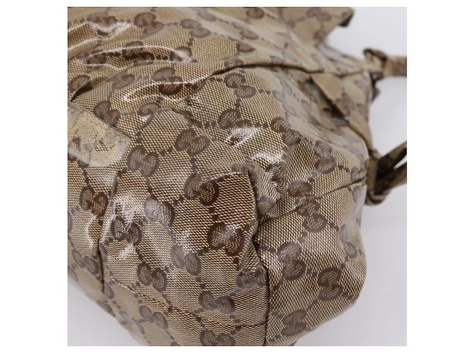Borsa GUCCI GG Crystal Coated Canvas Beige Gold 197020 Auth 201445 D'oro - vista 17