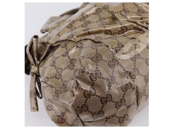 Borsa GUCCI GG Crystal Coated Canvas Beige Gold 197020 Auth 201445 D'oro - vista 18