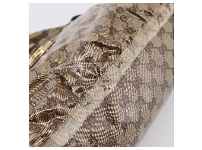 Borsa GUCCI GG Crystal Coated Canvas Beige Gold 197020 Auth 201445 D'oro - vista 19