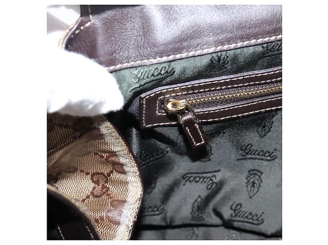 Borsa GUCCI GG Crystal Coated Canvas Beige Gold 197020 Auth 201445 D'oro - vista 23