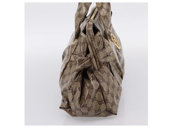 Borsa GUCCI GG Crystal Coated Canvas Beige Gold 197020 Auth 201445 D'oro - vista 3
