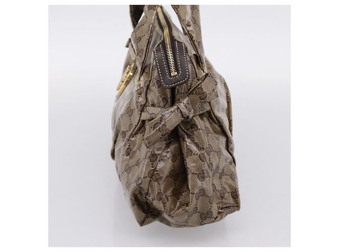 Borsa GUCCI GG Crystal Coated Canvas Beige Gold 197020 Auth 201445 D'oro - vista 4