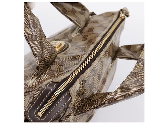 Borsa GUCCI GG Crystal Coated Canvas Beige Gold 197020 Auth 201445 D'oro - vista 6