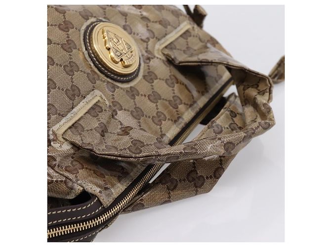 Borsa GUCCI GG Crystal Coated Canvas Beige Gold 197020 Auth 201445 D'oro - vista 7
