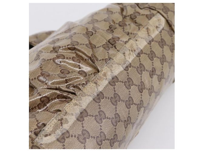 Borsa GUCCI GG Crystal Coated Canvas Beige Gold 197020 Auth 201445 D'oro - vista 8