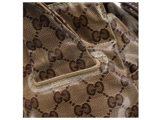 Borsa GUCCI GG Crystal Coated Canvas Beige Gold 197020 Auth 201445 D'oro - vista 9