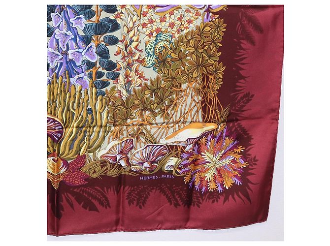 Hermès HERMES Carre 90 Pañuelo de Seda Bordeaux Auth 198389M Burdeos - vista 10
