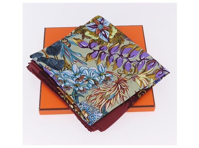 Hermès HERMES Carre 90 Pañuelo de Seda Bordeaux Auth 198389M Burdeos - vista 12