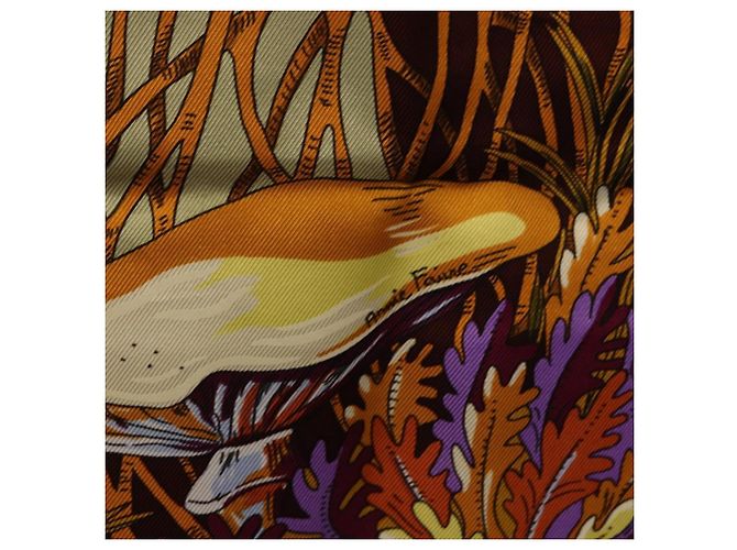 Hermès HERMES Carre 90 Pañuelo de Seda Bordeaux Auth 198389M Burdeos - vista 14