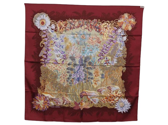Hermès HERMES Carre 90 Pañuelo de Seda Bordeaux Auth 198389M Burdeos - vista 15