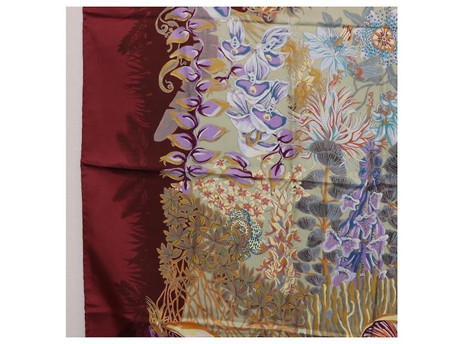 Hermès HERMES Carre 90 Pañuelo de Seda Bordeaux Auth 198389M Burdeos - vista 19