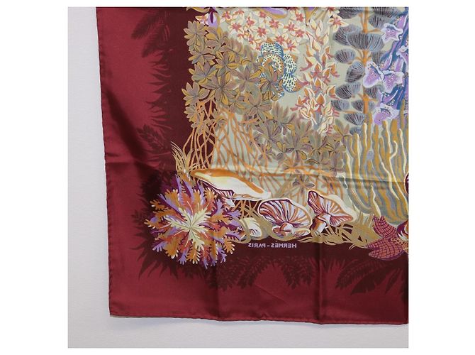 Hermès HERMES Carre 90 Pañuelo de Seda Bordeaux Auth 198389M Burdeos - vista 22