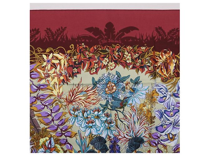 Hermès HERMES Carre 90 Pañuelo de Seda Bordeaux Auth 198389M Burdeos - vista 3